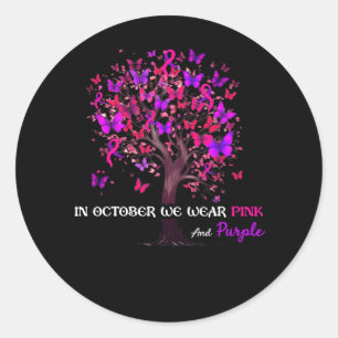 Pegatina Redonda Violencia Doméstica Conciencia sobre el cáncer de 