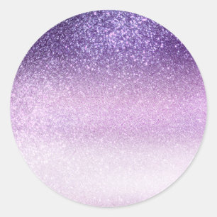 Pegatina Redonda Violet Lilac Pastel Purpurina triple púrpura Ombre