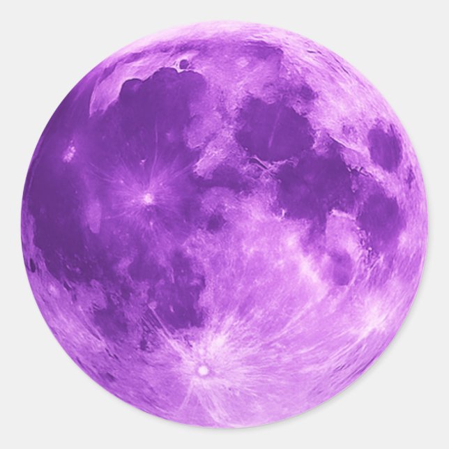 Pegatina Redonda Violet Moon – Cosmic Minimalist Tee (Anverso)