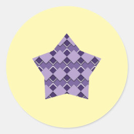 Pegatina Redonda Violet Purple Square y Diamond Checkered star