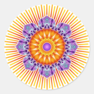 Pegatina Redonda Violeta amarilla de Mandala