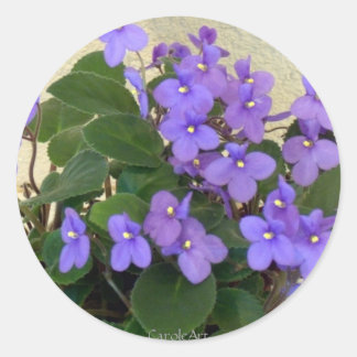 Pegatina Redonda Violetas azules más azules