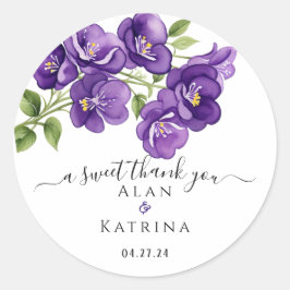 Pegatina Redonda Violetas púrpura profundas