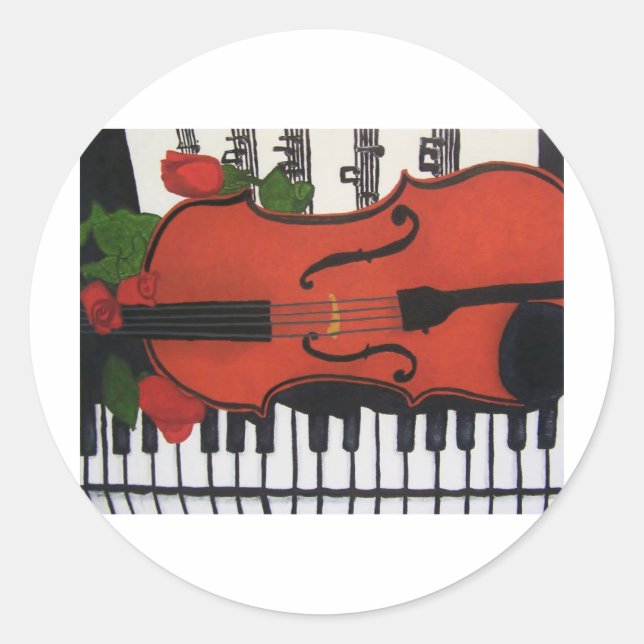 Pegatina Redonda violín (Anverso)