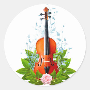 Pegatina Redonda Violin
