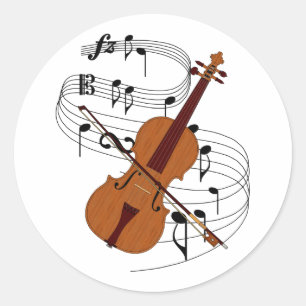 Pegatina Redonda Violín
