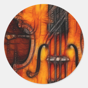 Pegatina Redonda Violín artístico
