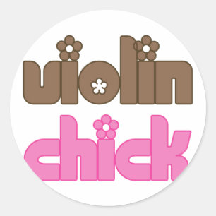 Pegatina Redonda Violin Chick