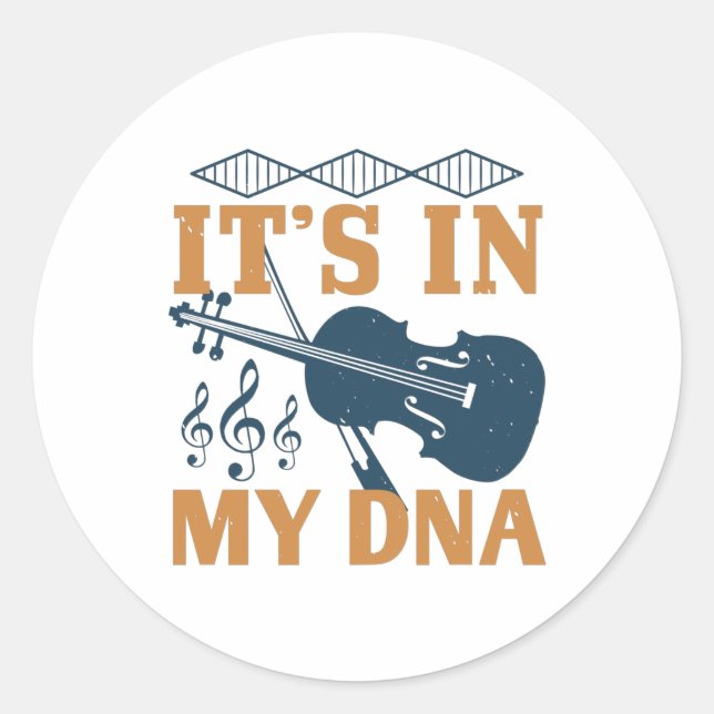 Pegatina Redonda Violin - Está en mi ADN (Anverso)