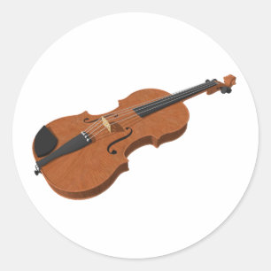 Pegatina Redonda Violín: Modelo 3D: