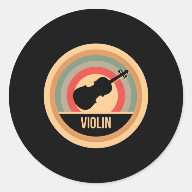 Pegatina Redonda Violín Para Violinistas (Anverso)