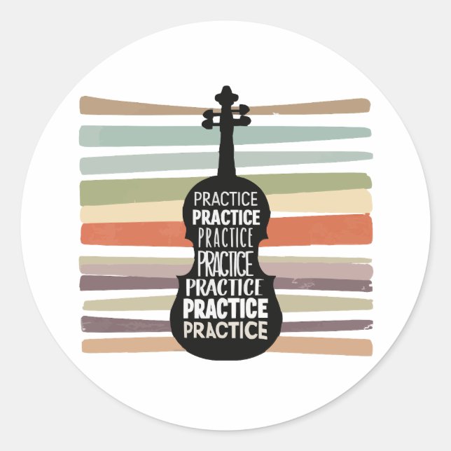 Pegatina Redonda violin retro (Anverso)