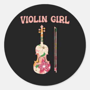 Pegatina Redonda Violin Stringed Musical Instrut
