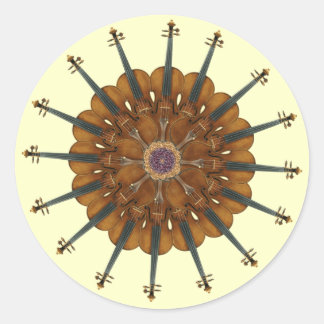 Pegatina Redonda Violin Sunflower