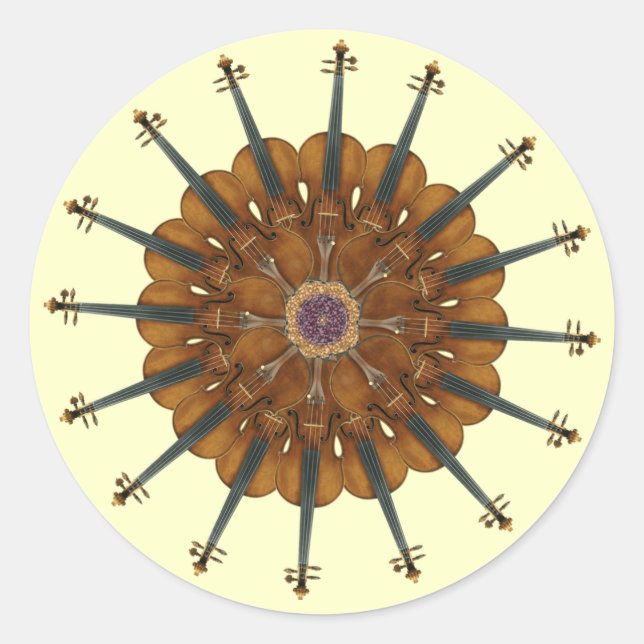 Pegatina Redonda Violin Sunflower (Anverso)