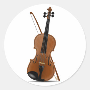 Pegatina Redonda Violin y Bow