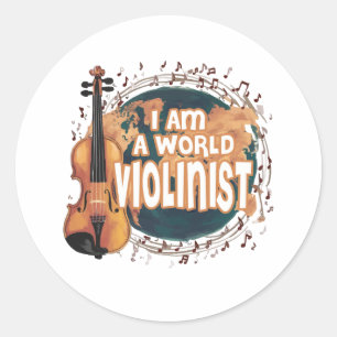 Pegatina Redonda violinist world