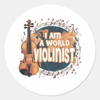 Pegatina Redonda violinist world