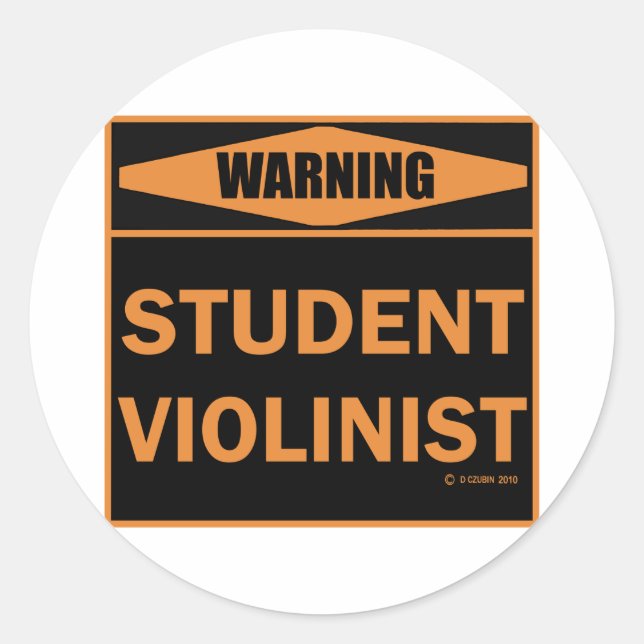 Pegatina Redonda Violinista estudiantil (Anverso)