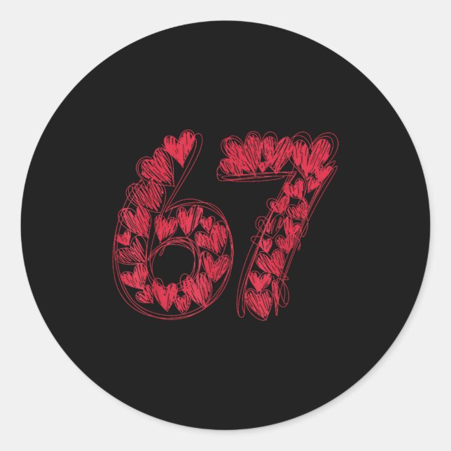 Pegatina Redonda Viral 67 Hand-drawn Hearts Valentine's Day Cute Te (Anverso)