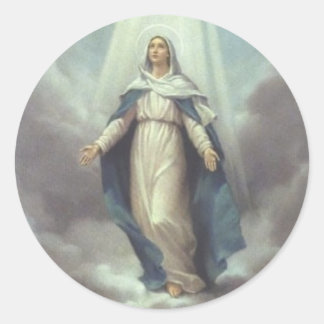 Pegatina Redonda Virgen al Cielo