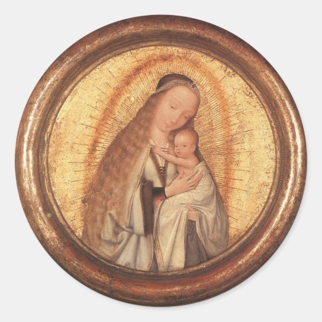 PEGATINA REDONDA VIRGEN CON NIÑO (Anverso)
