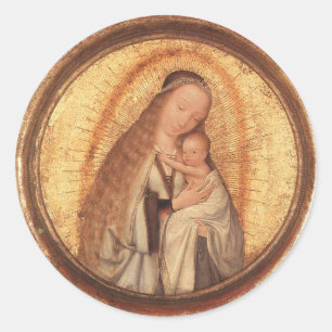 PEGATINA REDONDA VIRGEN CON NIÑO