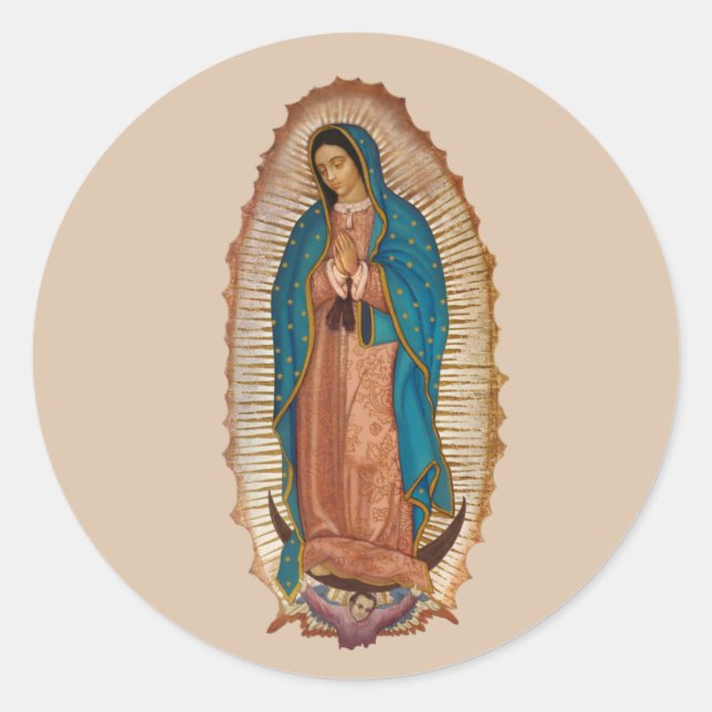 Pegatina Redonda Virgen de Guadalupe (Anverso)