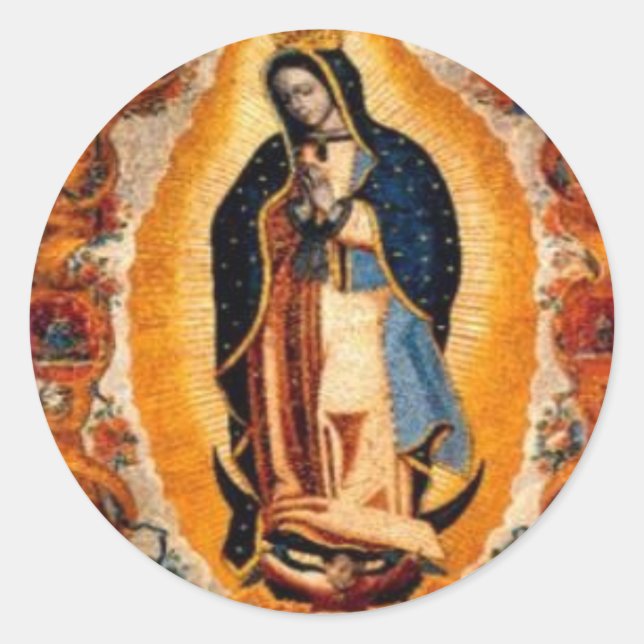 Pegatina Redonda Virgen de Guadalupe (Anverso)