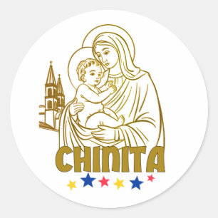 Pegatina Redonda Virgen de la Chinita - Maracaibo Icónico, Venezuel