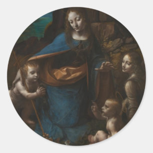 Pegatina Redonda virgen de las rocas