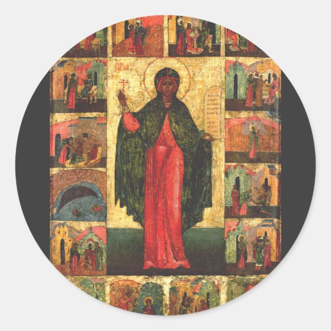 Pegatina Redonda Virgen de San Anastasia y mártir (Anverso)