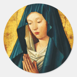 Pegatina Redonda Virgen en oración de Riga
