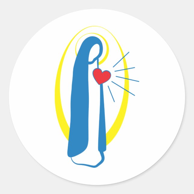 Pegatina Redonda Virgen María (Anverso)