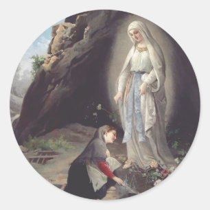 Pegatina Redonda Virgen María de Lourdes