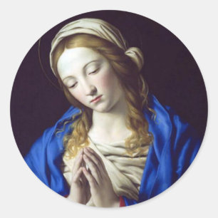 Pegatina Redonda Virgen María en la oración