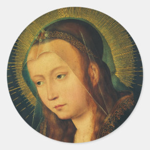 Pegatina Redonda Virgen María en oración