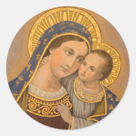 Pegatina Redonda Virgen María Jesús Buen Abogado Católico Religioso