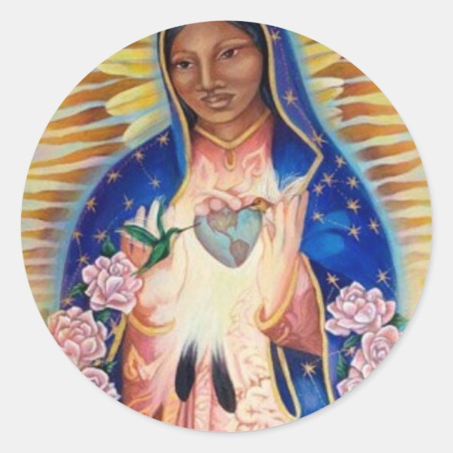 Pegatina Redonda Virgen María - Nuestra Señora De Guadalupe (Anverso)
