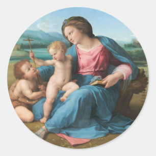 Pegatina Redonda Virgen y niño 