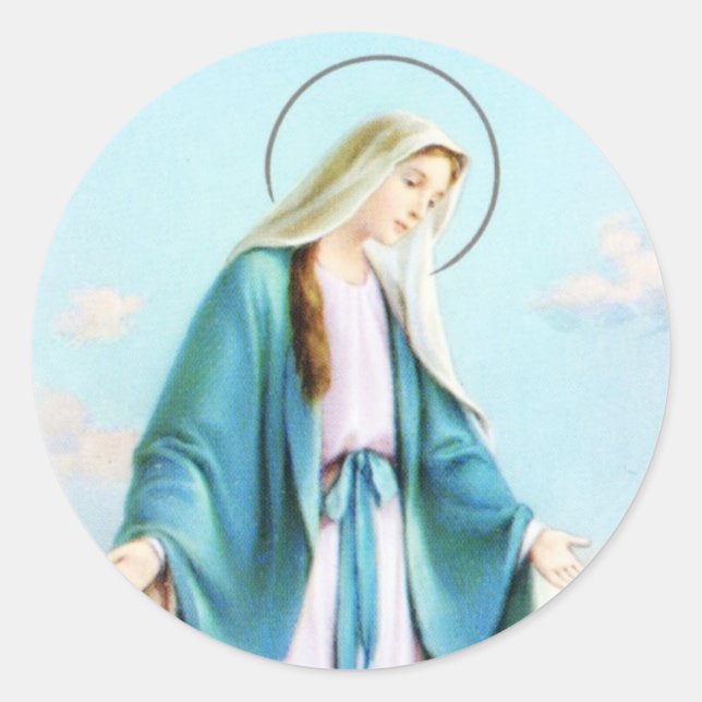 Pegatina Redonda Virgin Mary Crescent Moon (Anverso)