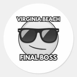 Pegatina Redonda Virginia Beach Final Boss Cool Emoji Sticker