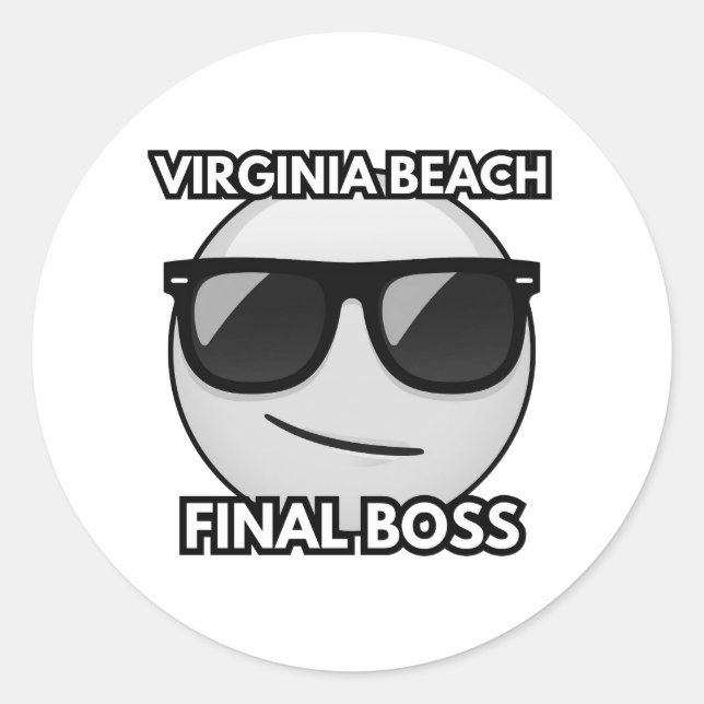 Pegatina Redonda Virginia Beach Final Boss Cool Emoji Sticker (Anverso)