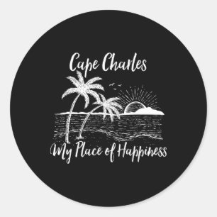 Pegatina Redonda Virginia Beach My Place Of Happiness - Cape Charle