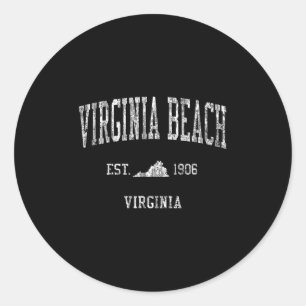 Pegatina Redonda Virginia Beach Va Vintage Sports Design Tee