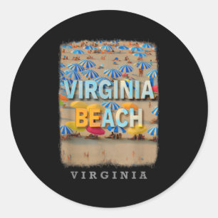 Pegatina Redonda Virginia Beach Virginia Va Coastal Bliss Sd490