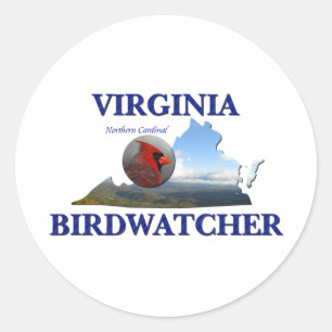 Pegatina Redonda Virginia Birdwatcher