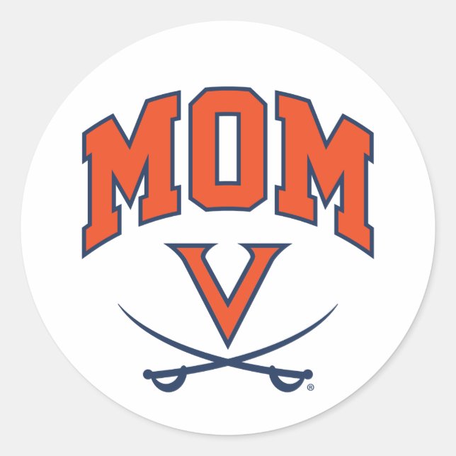 Pegatina Redonda Virginia Cavaliers Mom (Anverso)