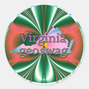 Pegatina Redonda Virginia Geocaching Suministros Pegatinas Geoswag