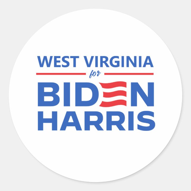 Pegatina Redonda Virginia Occidental para Biden Harris (Anverso)
